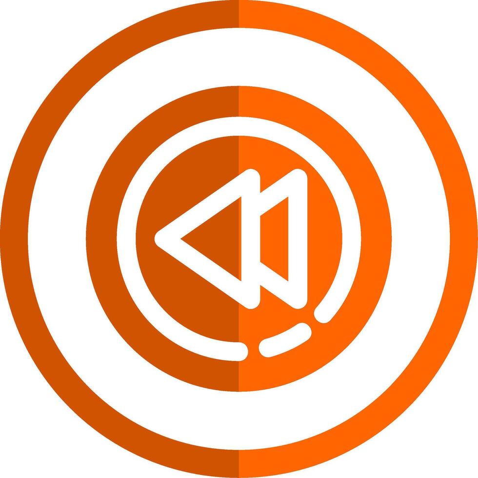 Rewind Glyph Orange Circle Icon vector