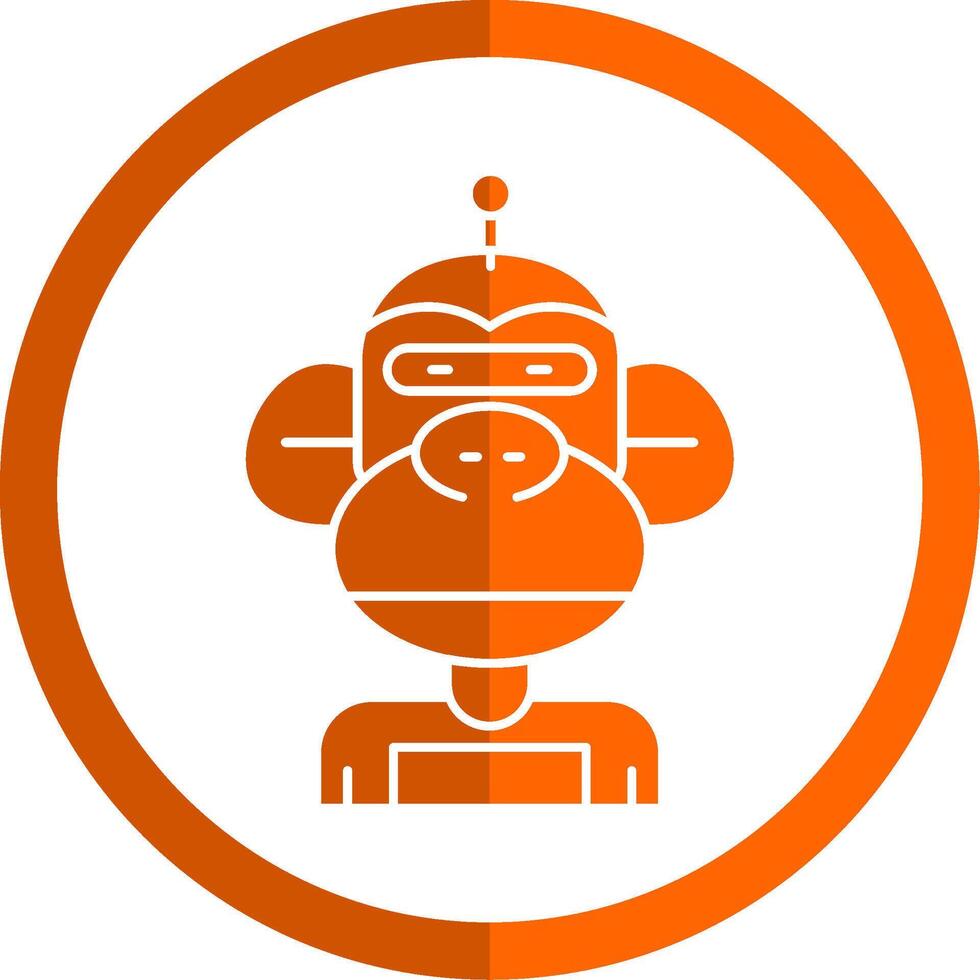 Robot Glyph Orange Circle Icon vector