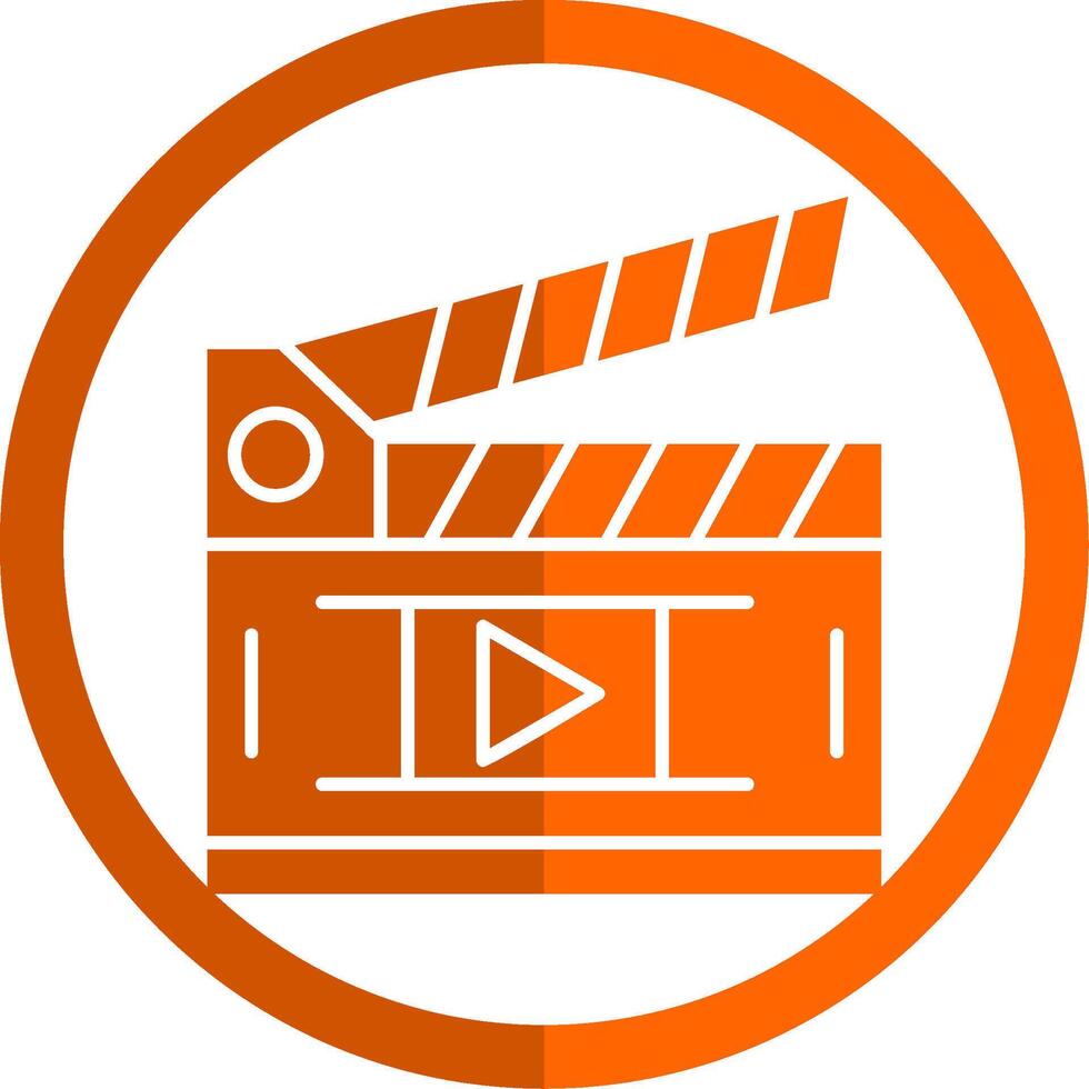 Movie Glyph Orange Circle Icon vector