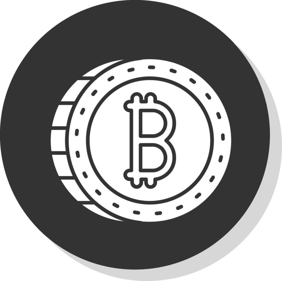 bitcoin glifo gris circulo icono vector