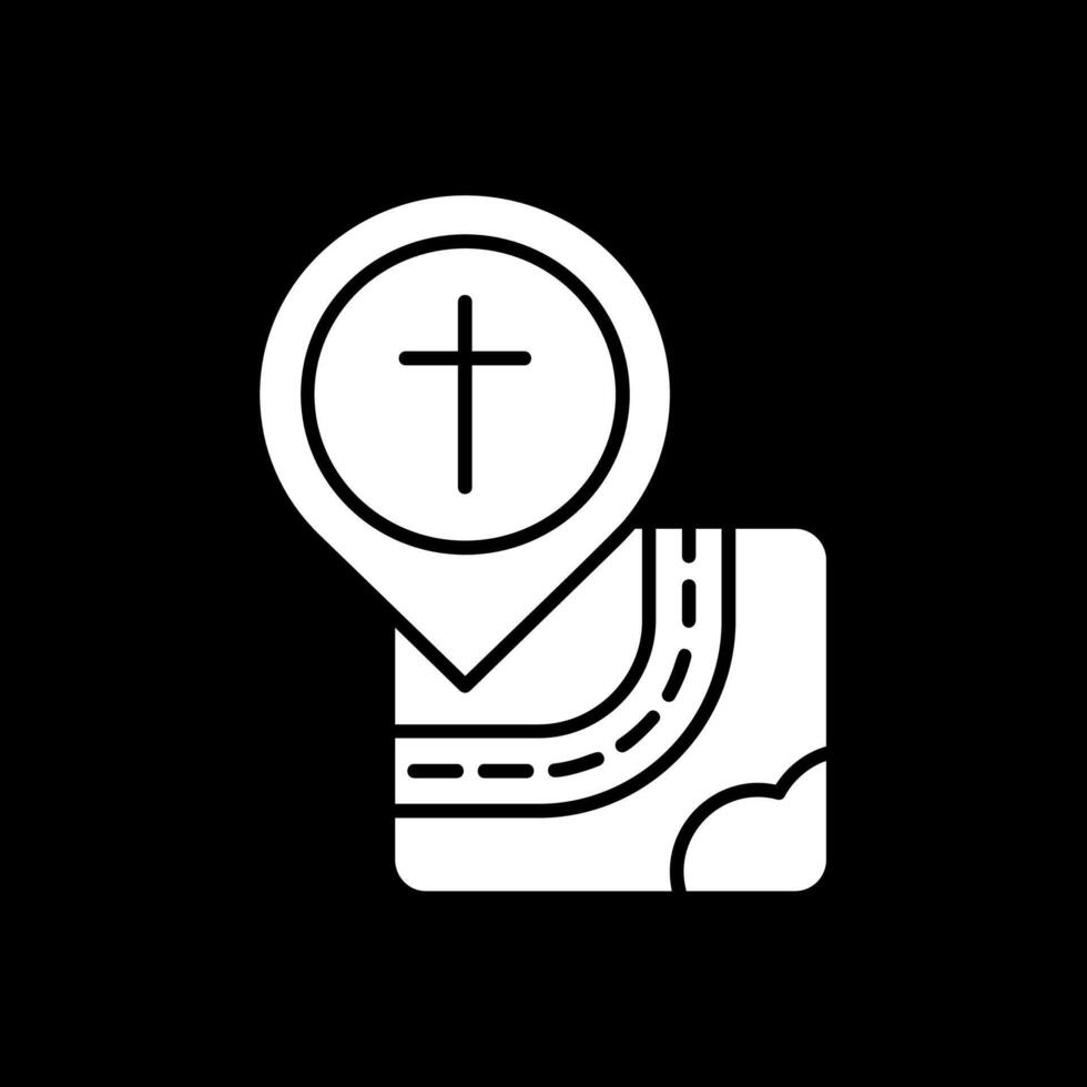 icono de glifo de iglesia invertido vector