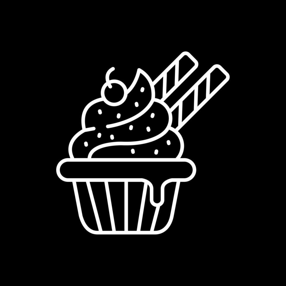 icono de línea de cupcake invertida vector