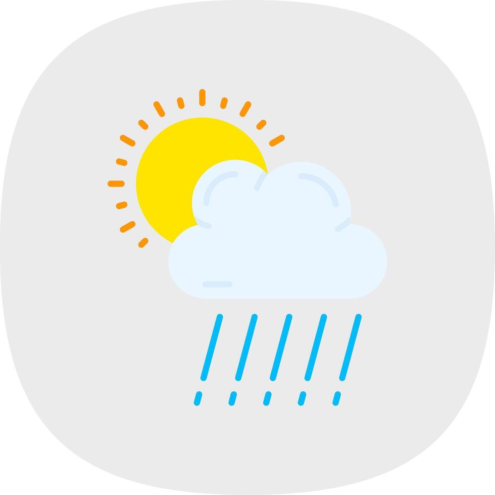 rain Flat Curve Icon vector