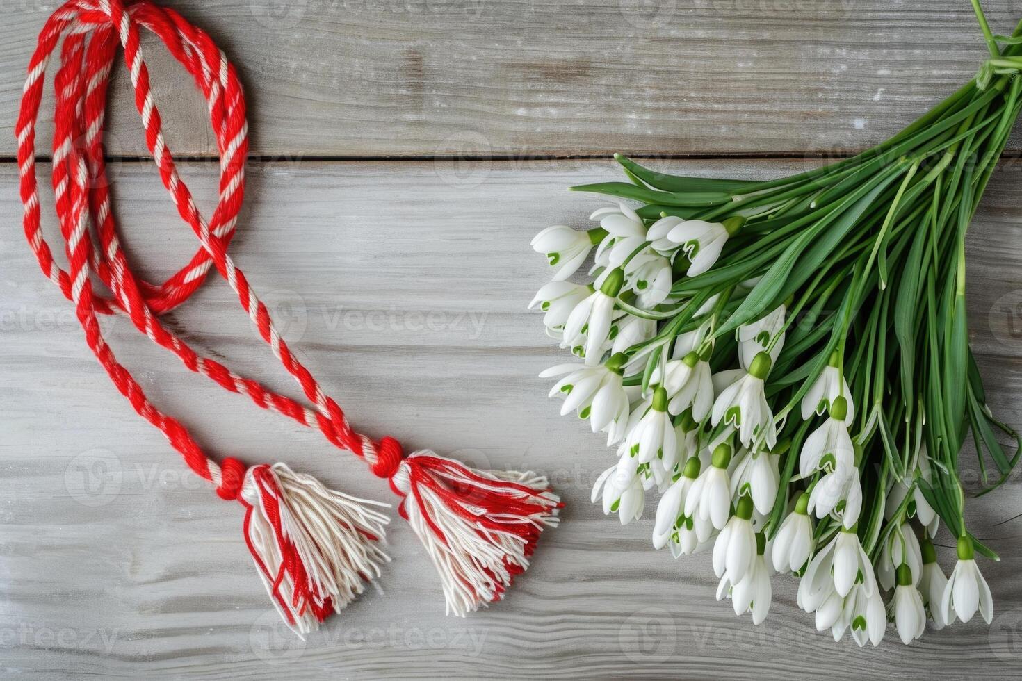 AI generated Snowdrop Flower Bouquet Postcard for March 1 Holiday photo