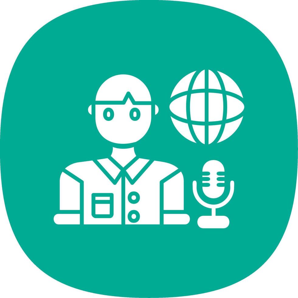 Broadcaster Glyph Curve Icon vector