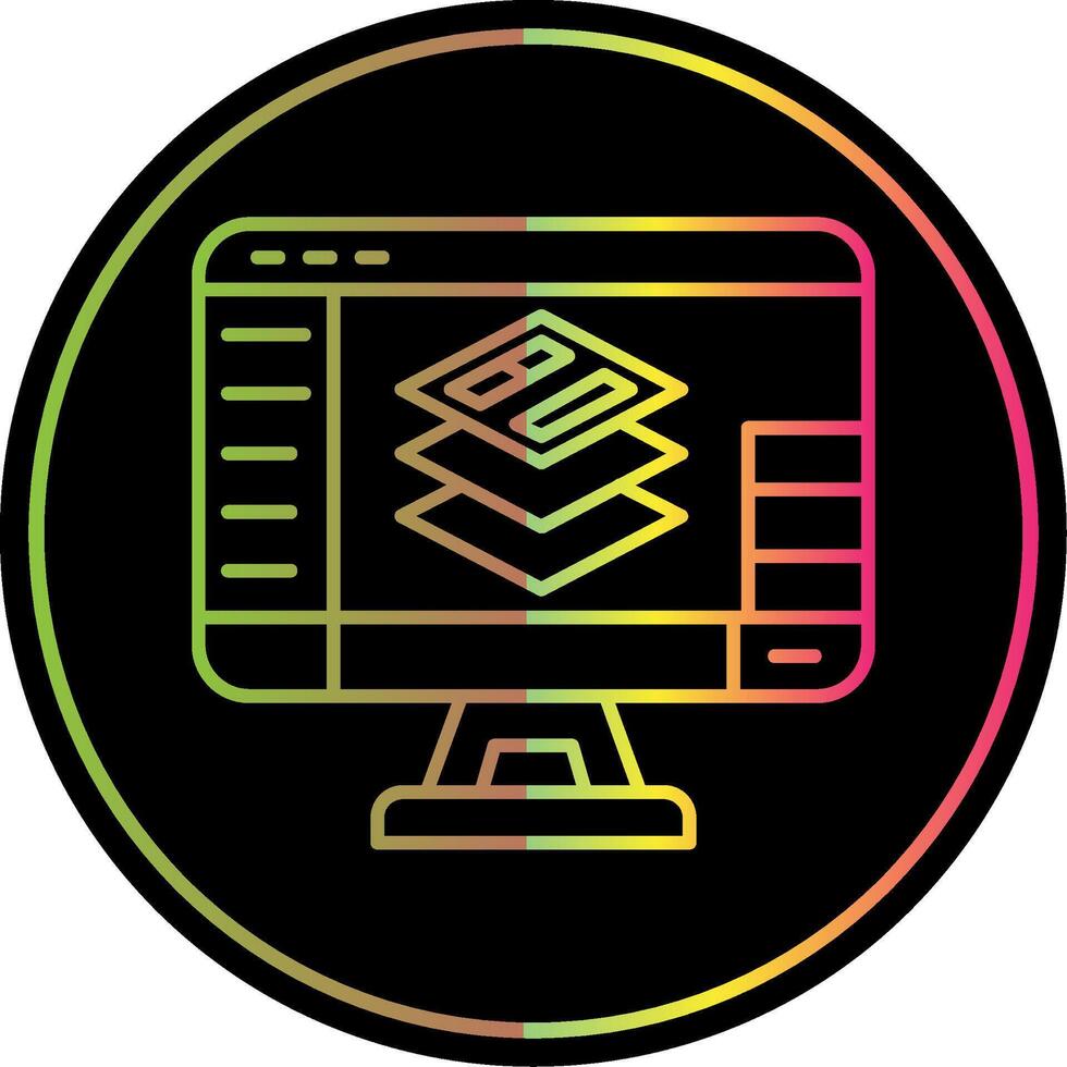 Layers Line Gradient Due Color Icon vector