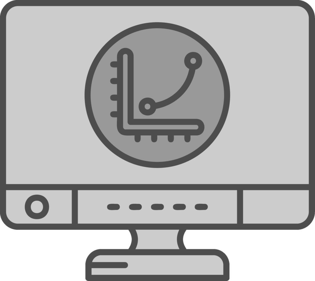 Graph Line Filled Greyscale Icon vector