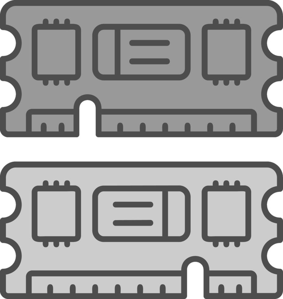 Ram Line Filled Greyscale Icon vector