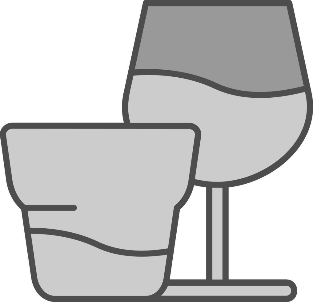 vaso línea lleno escala de grises icono vector