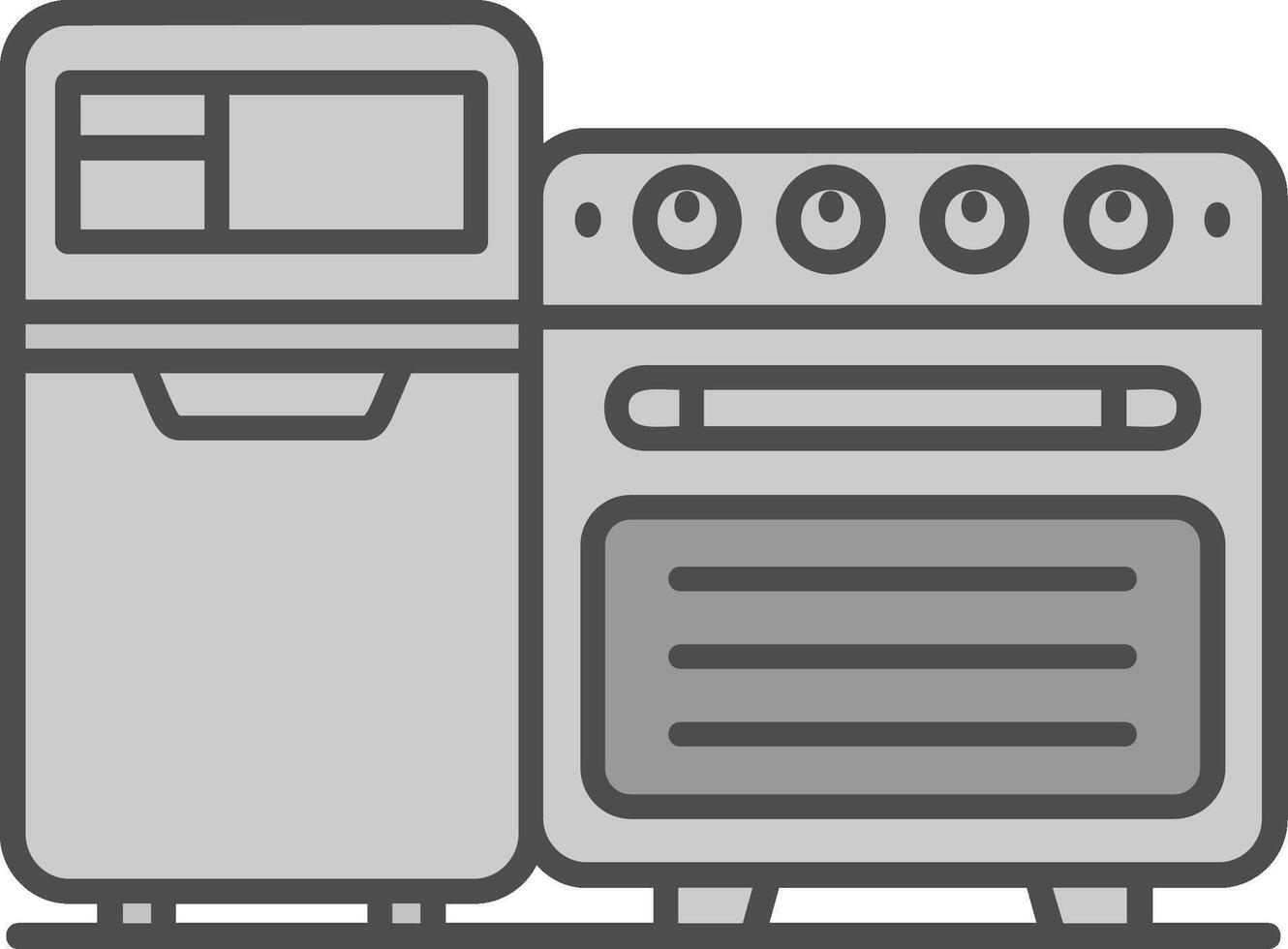 cocina línea lleno escala de grises icono vector