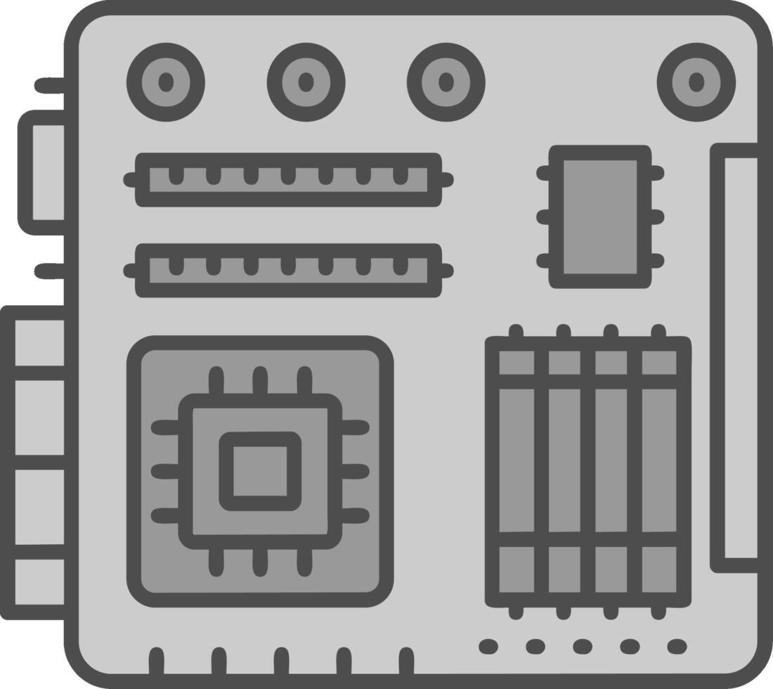Motherboard Line Filled Greyscale Icon vector