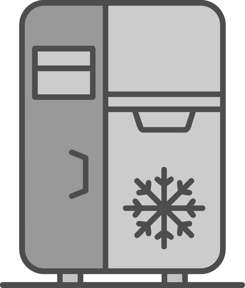 refrigerador línea lleno escala de grises icono vector