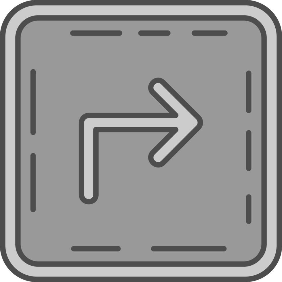 Turn Line Filled Greyscale Icon vector