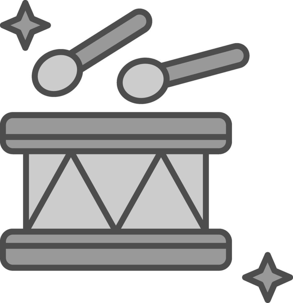 Drum Line Filled Greyscale Icon vector