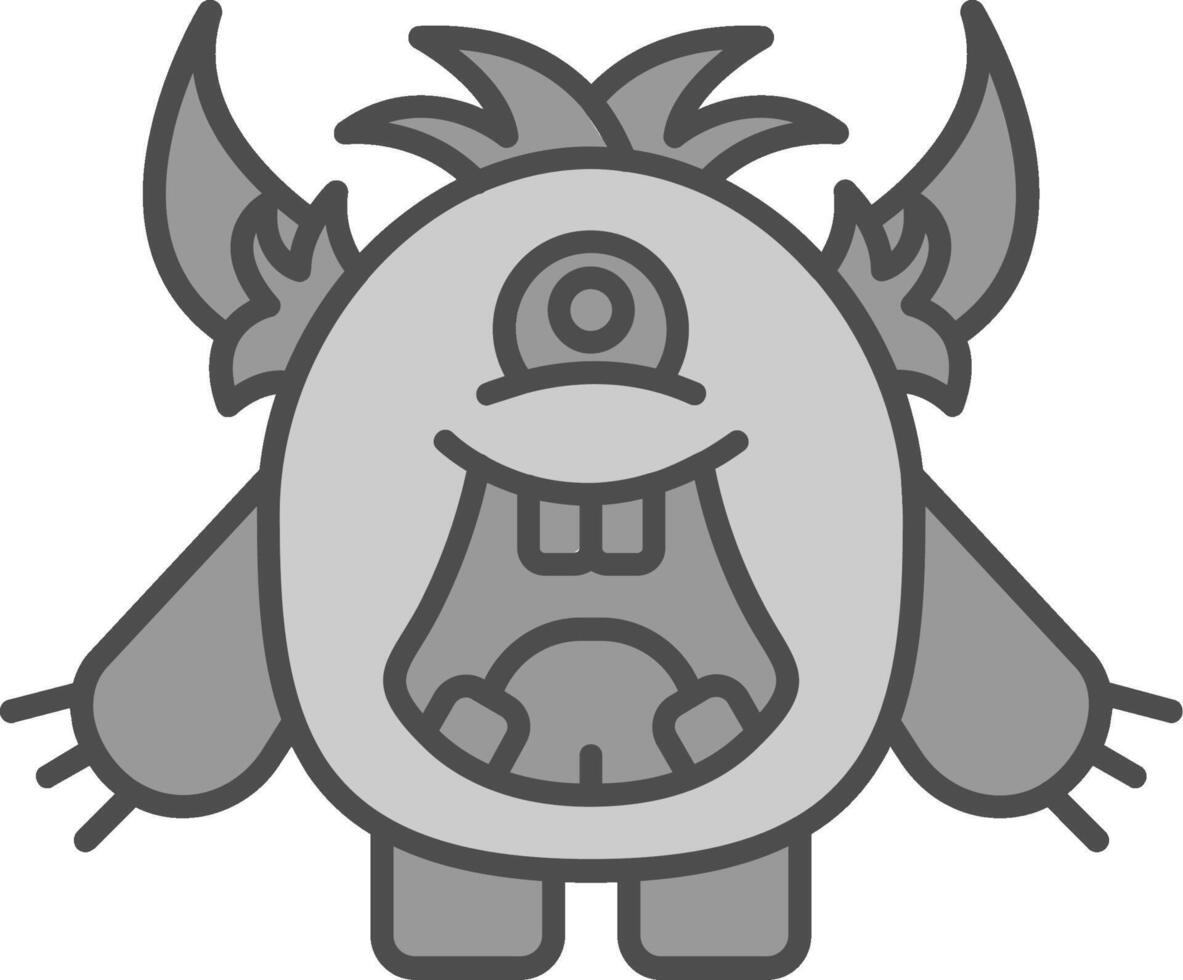 Monster Line Filled Greyscale Icon vector