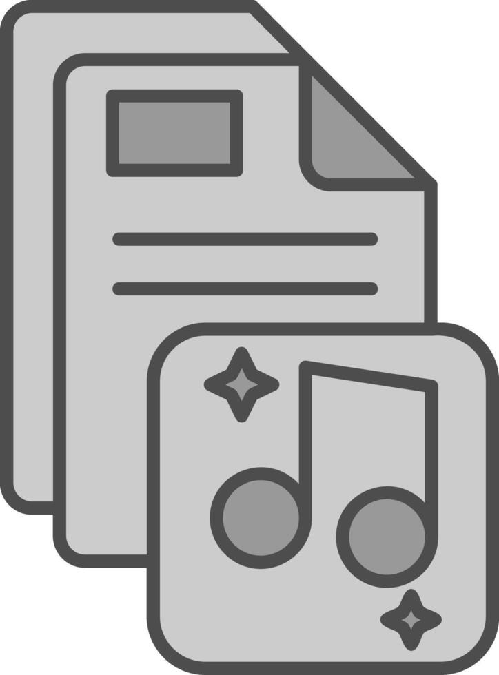 música línea lleno escala de grises icono vector