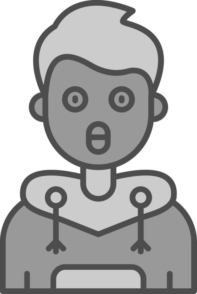 Surprised Line Filled Greyscale Icon vector