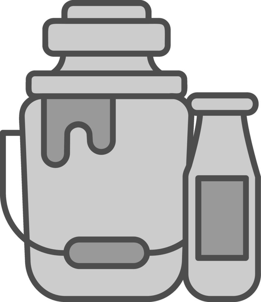 Leche línea lleno escala de grises icono vector