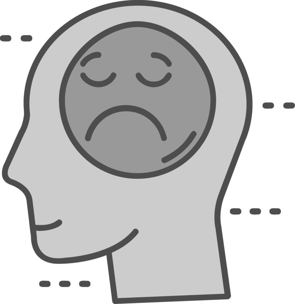 Sadness Line Filled Greyscale Icon vector