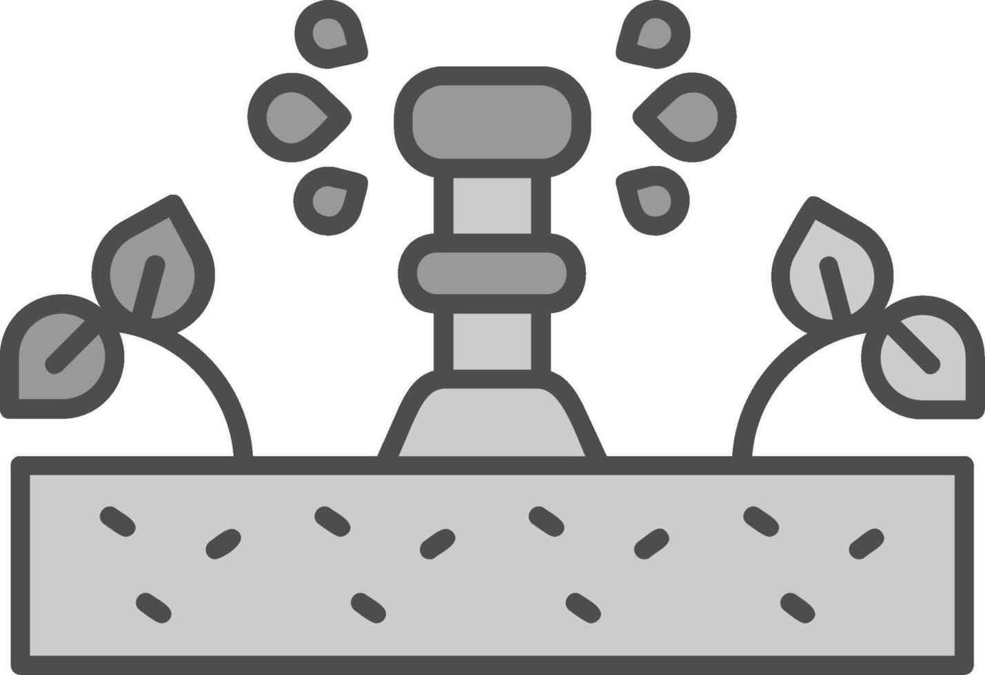 Irrigation Line Filled Greyscale Icon vector