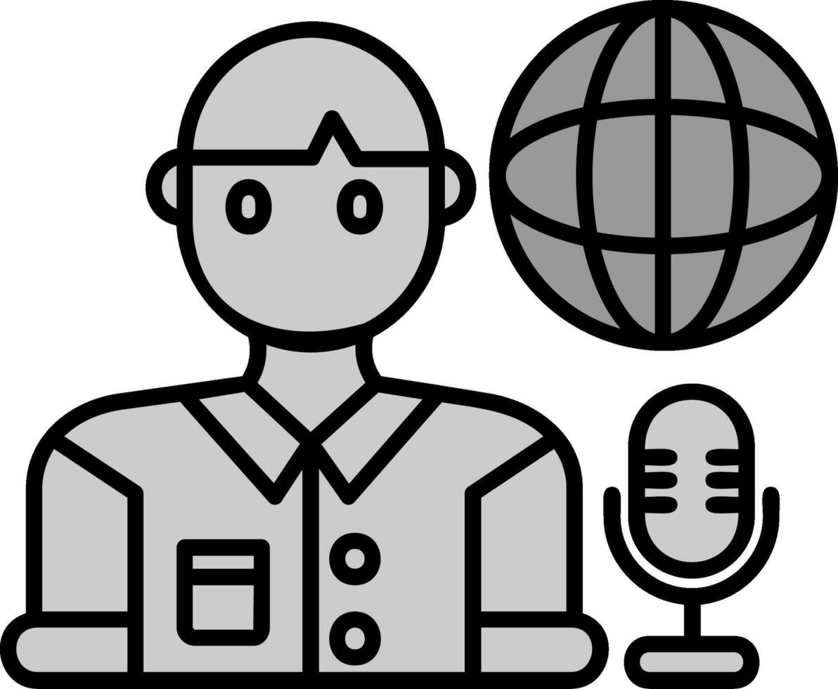 Broadcaster Line Filled Greyscale Icon vector