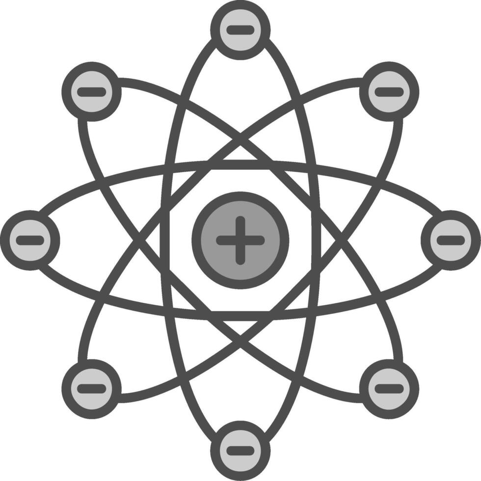 Atom Line Filled Greyscale Icon vector