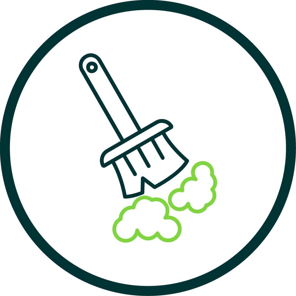 Broom Line Circle Icon vector