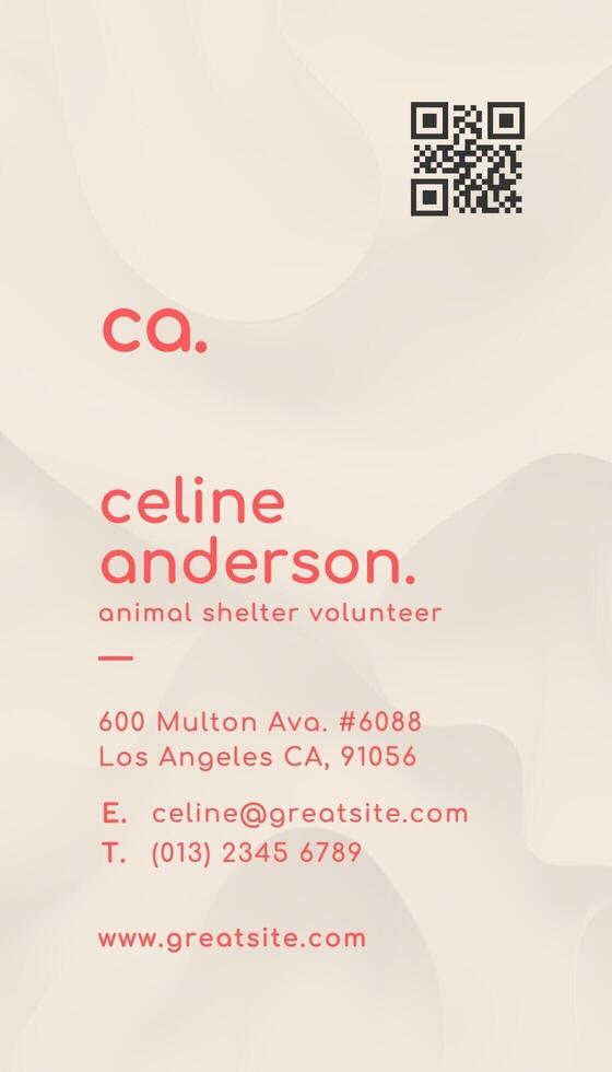 Red Beige Minimalist Animal Volunteer Business Card Vertical template