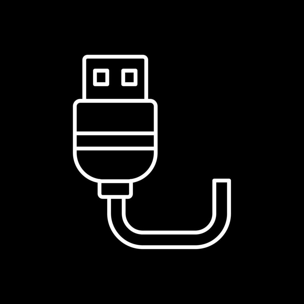 USB línea invertido icono vector