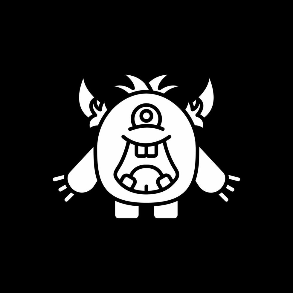 Monster Glyph Inverted Icon vector