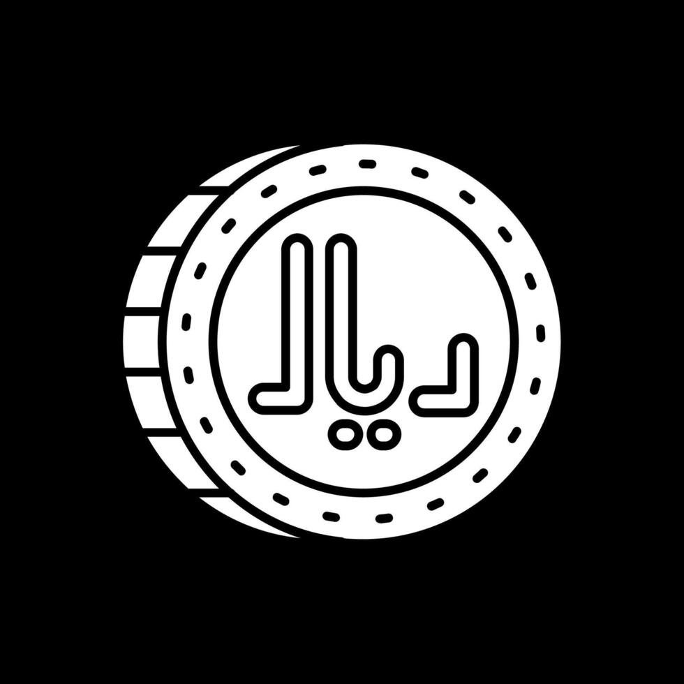 Riyal Glyph Inverted Icon vector