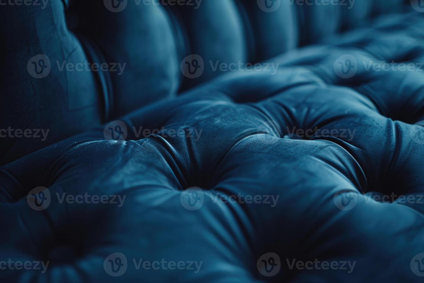 ai generado borroso oscuro azul sofá con terciopelo espalda cerca arriba espacio para texto. foto