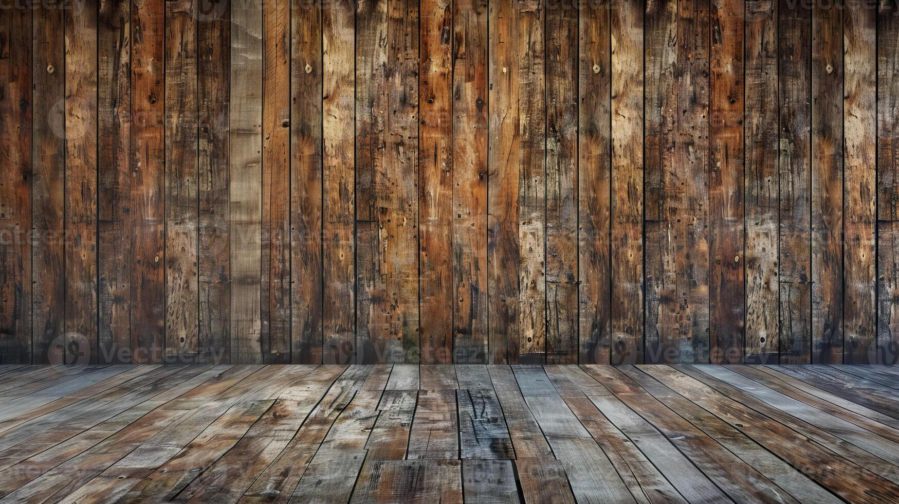 AI generated vintage brown wooden planks interior photo