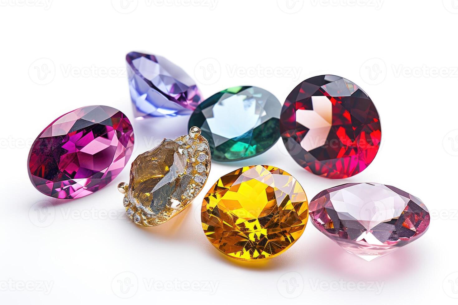 AI generated Shiny gemstones set for jeweler. photo
