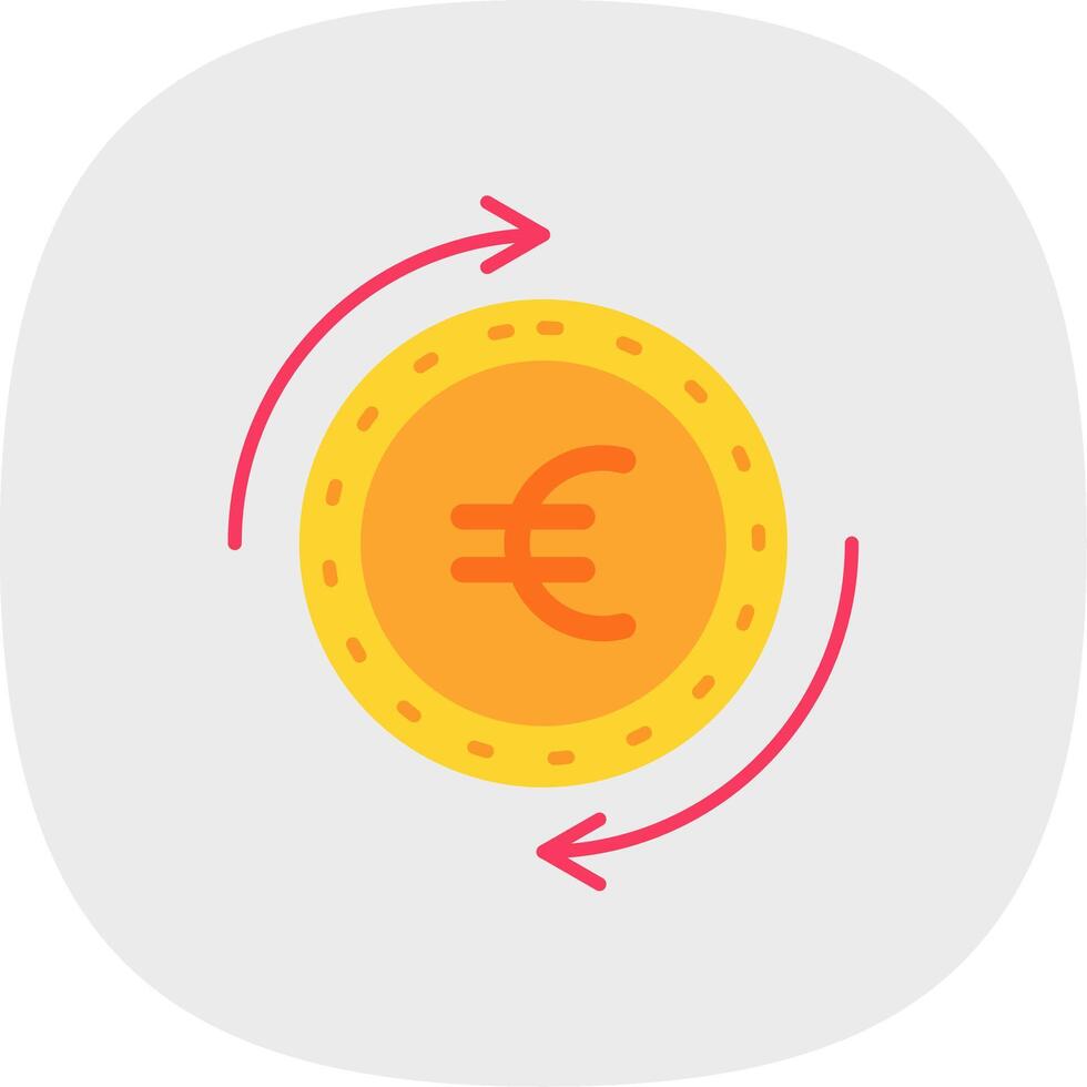 euro plano curva icono vector