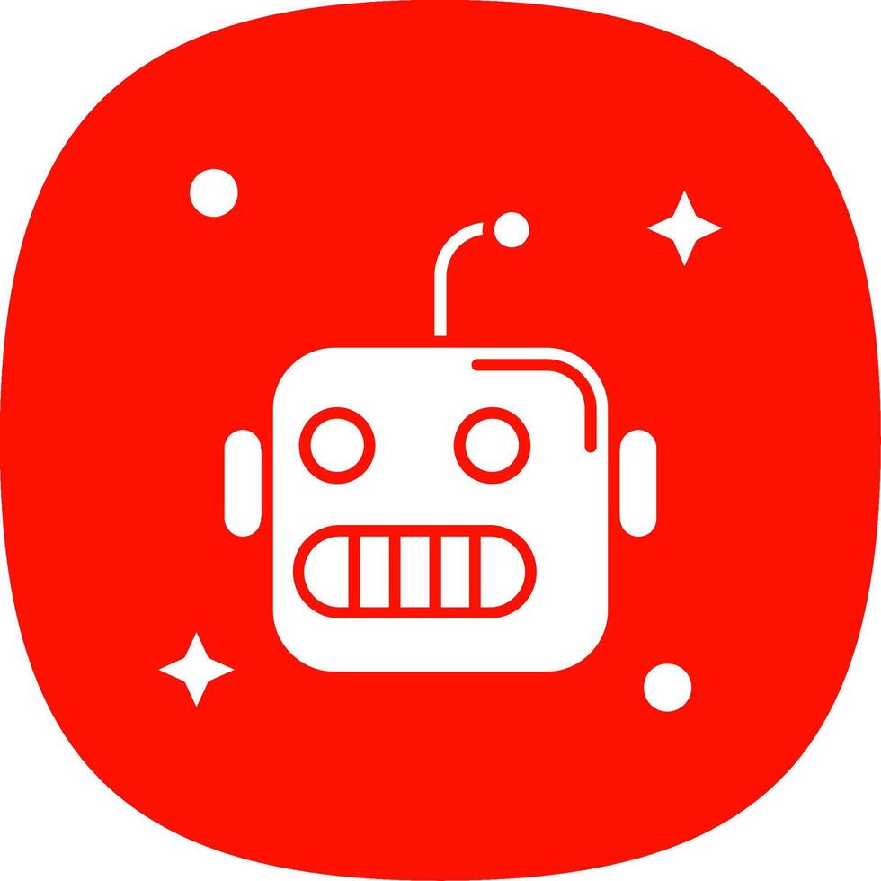Robot Glyph Curve Icon vector