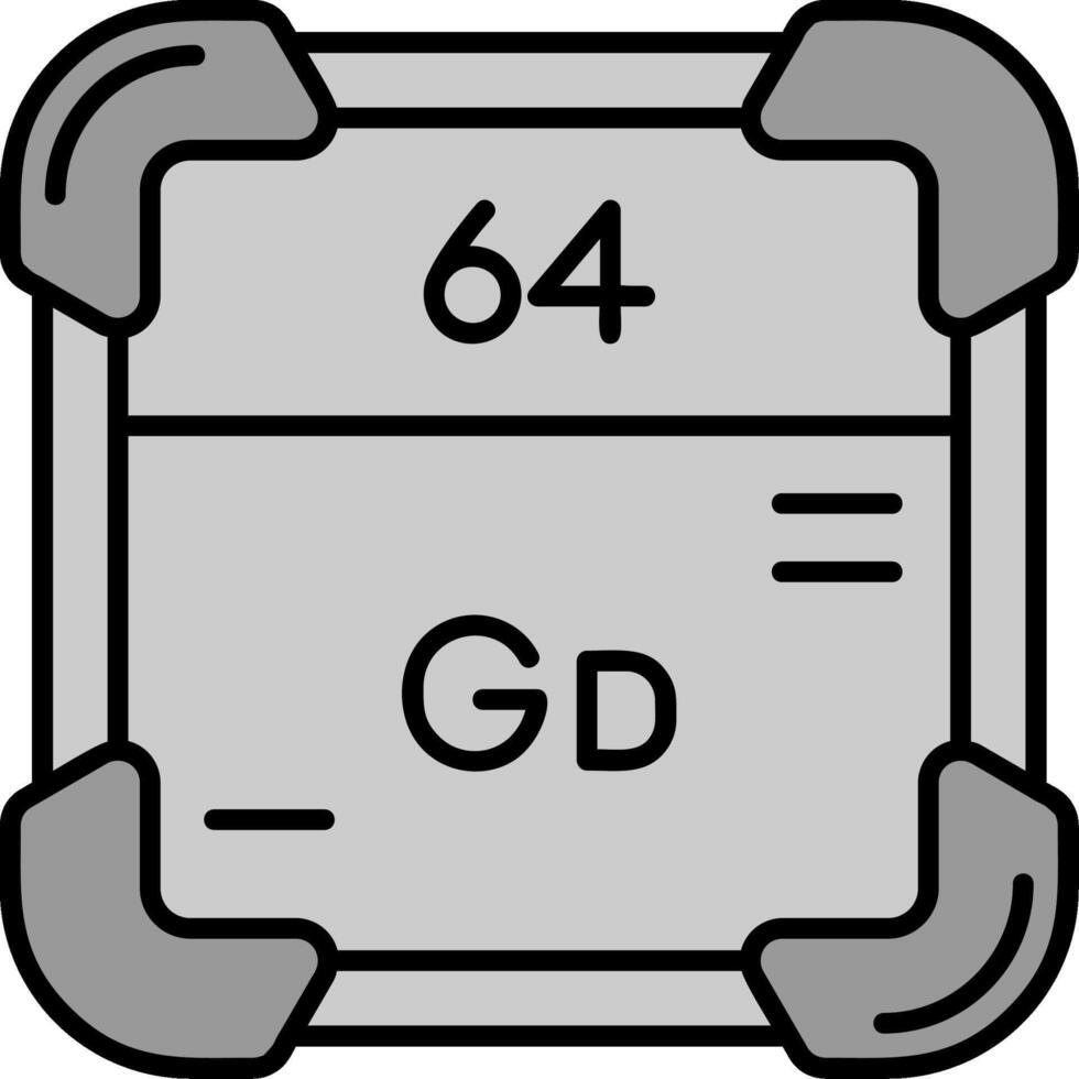 gadolinio línea lleno escala de grises icono vector