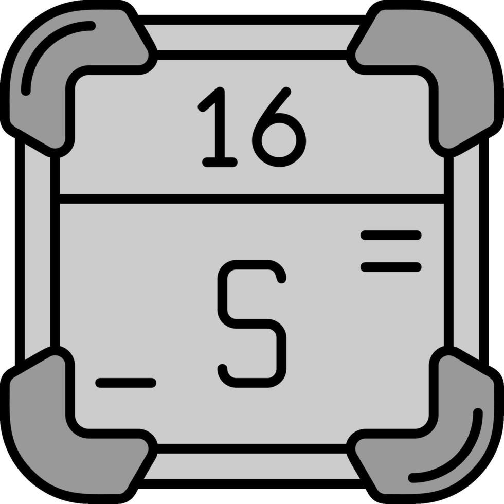 Sulfur Line Filled Greyscale Icon vector