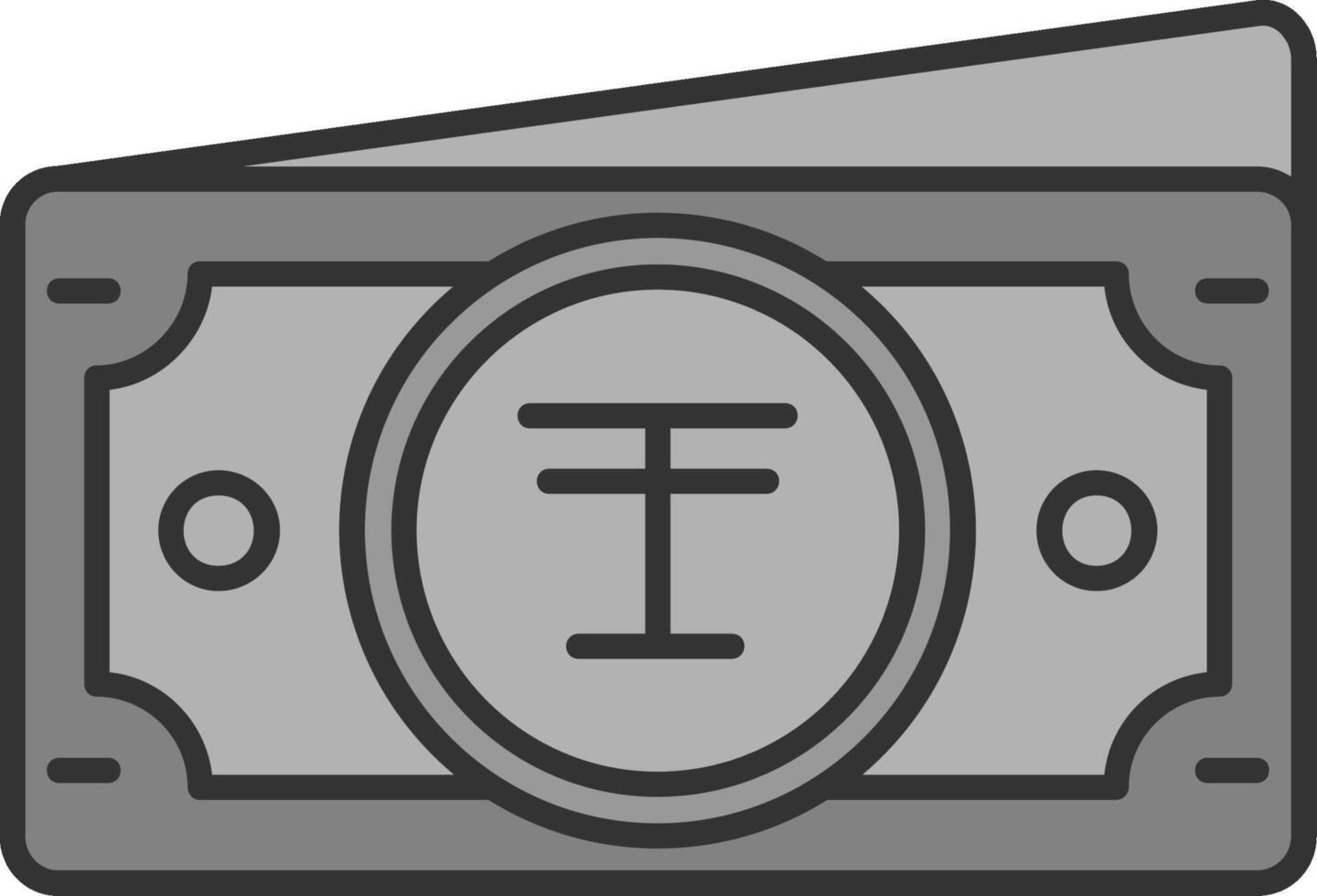 tenge línea lleno escala de grises icono vector