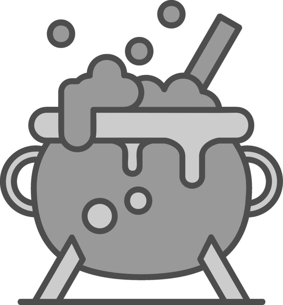 Cauldron Line Filled Greyscale Icon vector