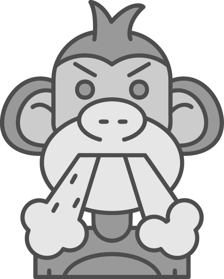 Angry Line Filled Greyscale Icon vector