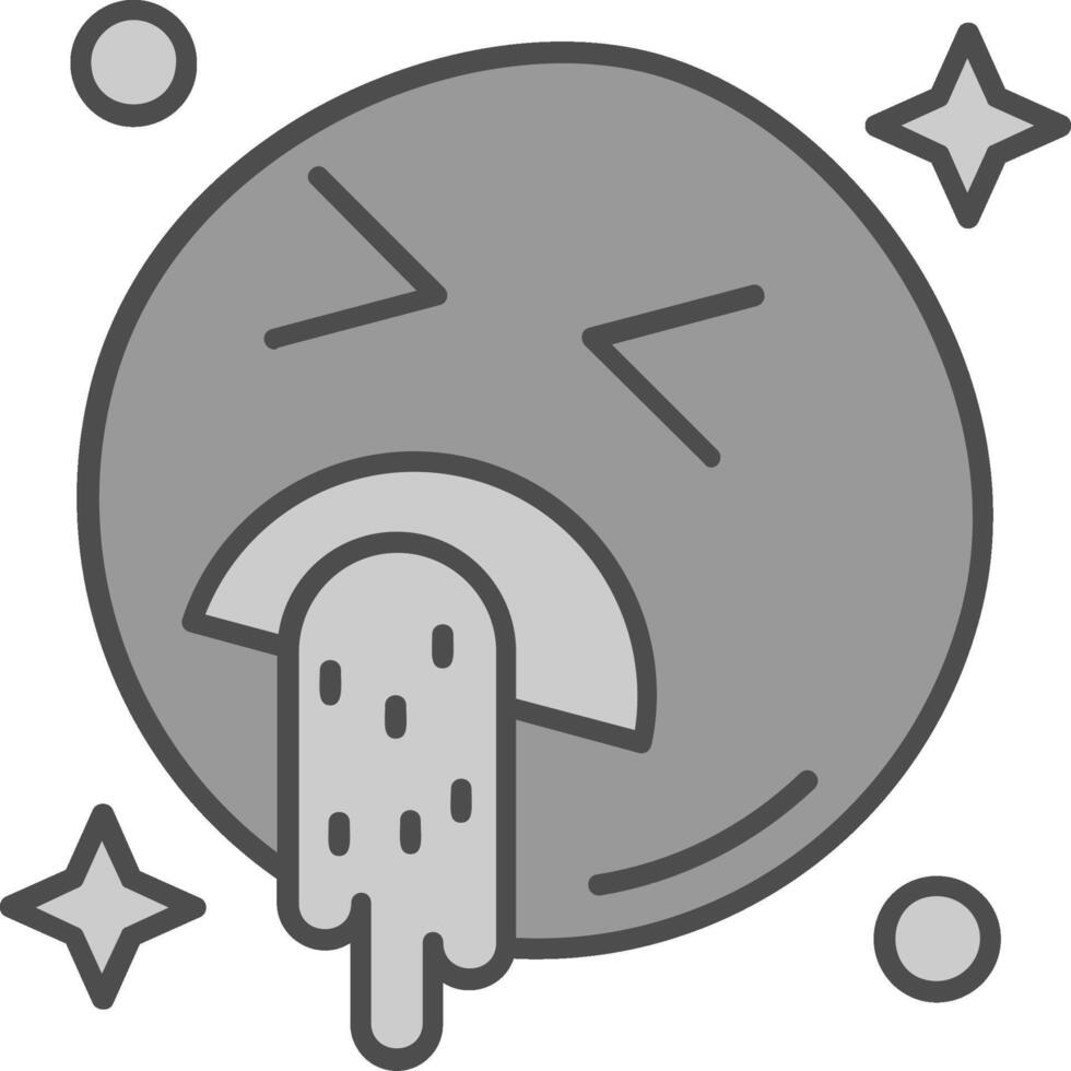 Vomit Line Filled Greyscale Icon vector