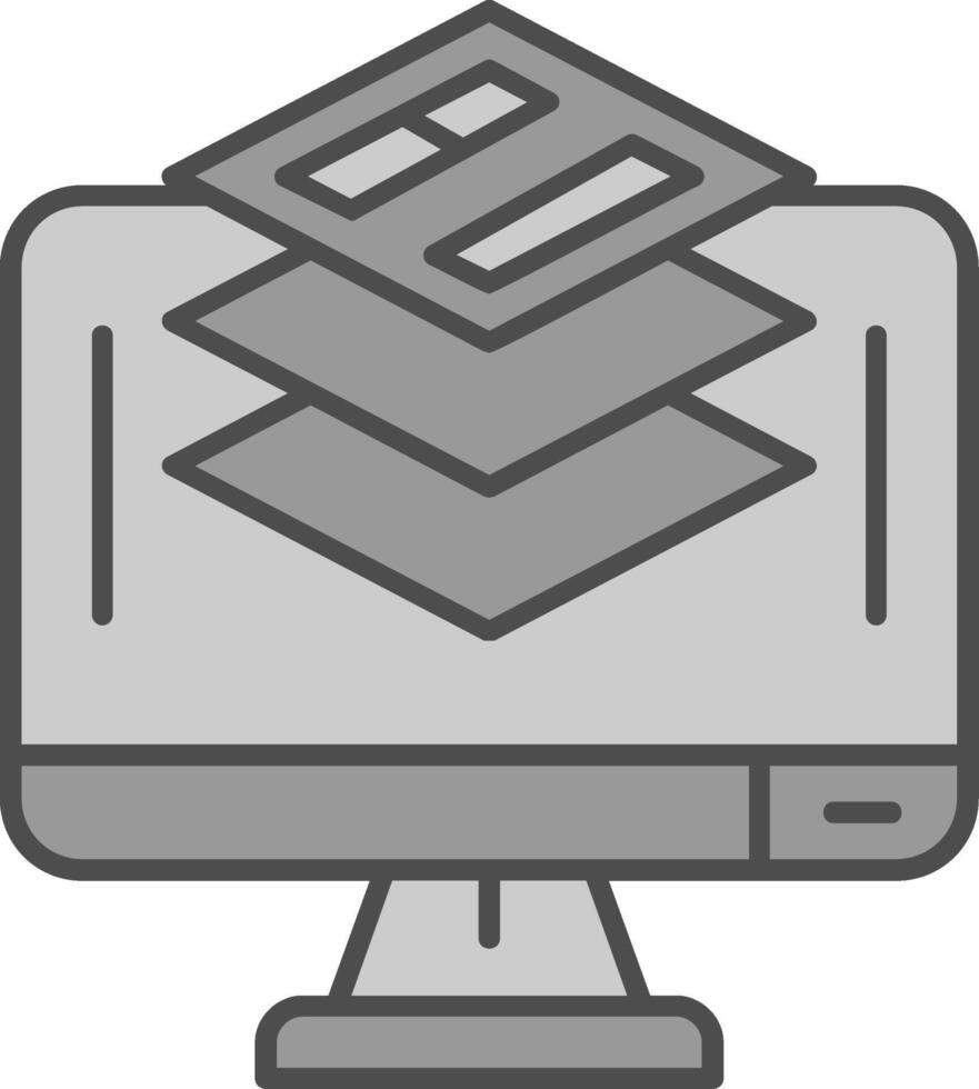 Layer Line Filled Greyscale Icon vector