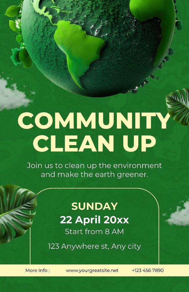 green clean up earth day poster template