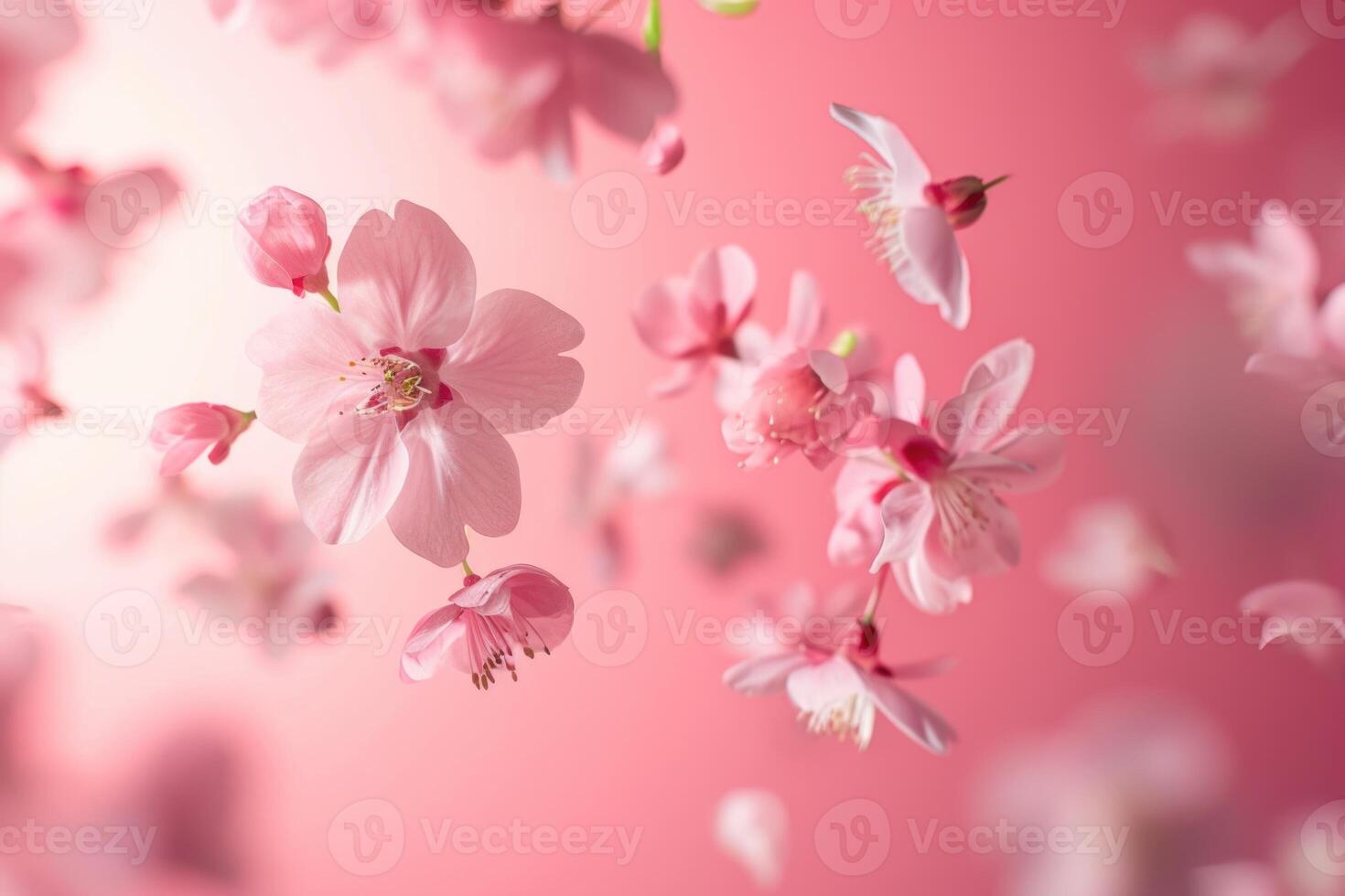 AI generated Spring flowers levitating in high resolution image. photo