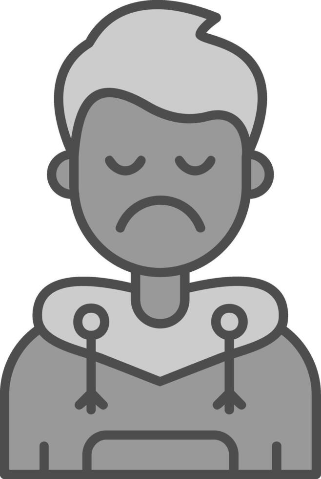 Sad Line Filled Greyscale Icon vector