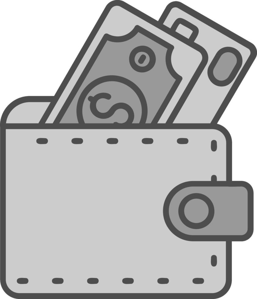 billetera línea lleno escala de grises icono vector