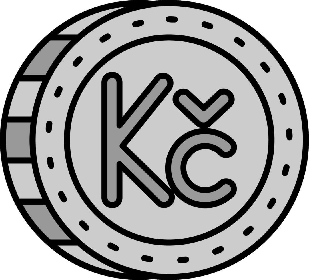 Koruna Line Filled Greyscale Icon vector