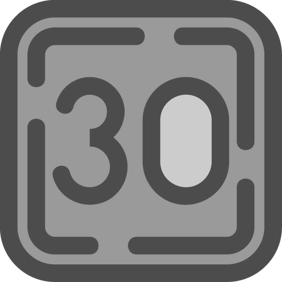 Thirty Line Filled Greyscale Icon vector
