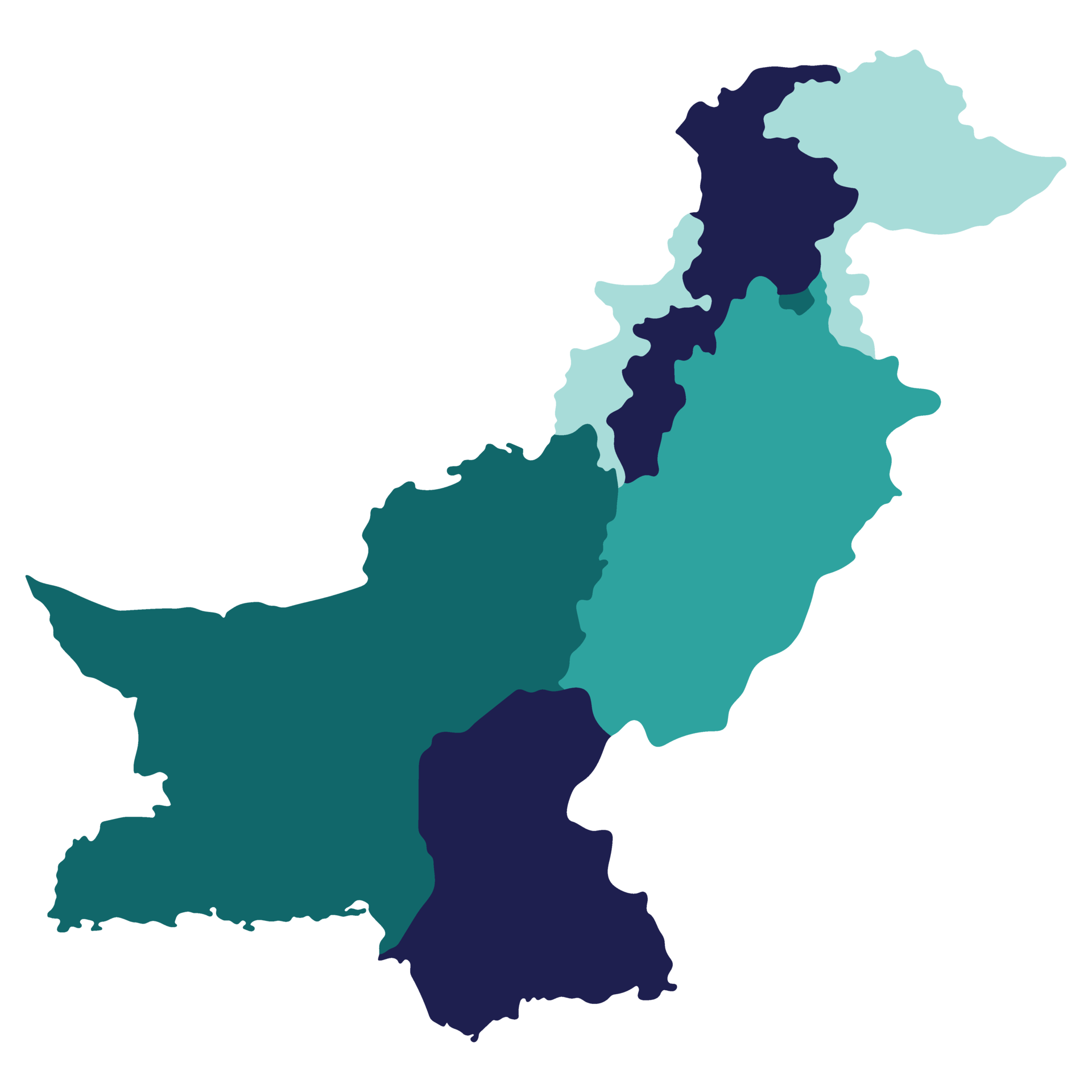 Pakistan map. Map of Pakistan in administrative provinces in multicolor